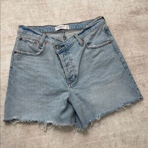 Abercrombie & Fitch Light Blue Jean Shorts with Frayed Hem